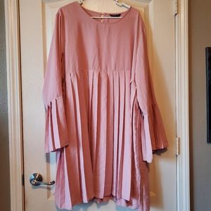 NWOT Plus Solid Pleated Babydoll Dress
